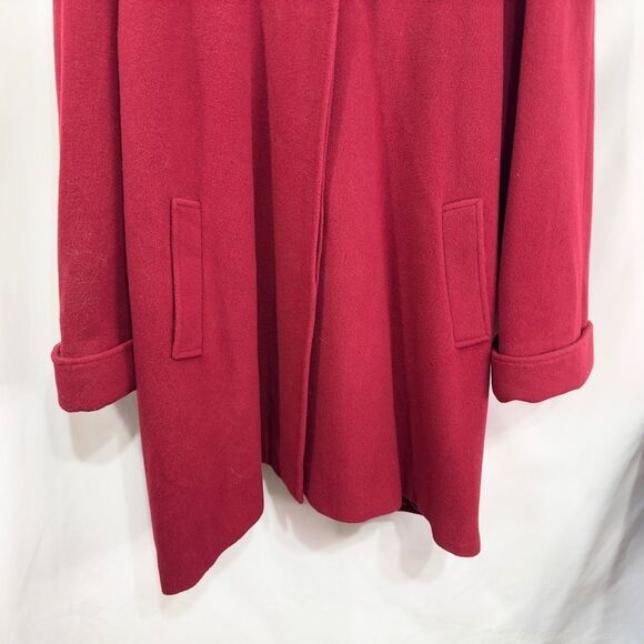 VTG CBO Plus Size 5X Wool Coat Red Faux Fur‎ Lined Hood Pockets Cuffed Sleeve E - Picture 5 of 9